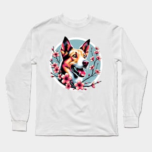 Portuguese Podengo Welcomes Spring with Cherry Blossoms Long Sleeve T-Shirt